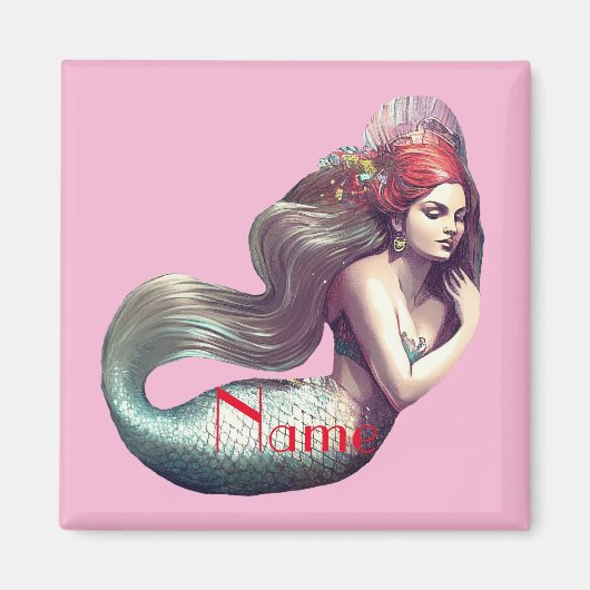 Redhead Mermaid Beauty Thunder_Cove Magneet (Voorkant)