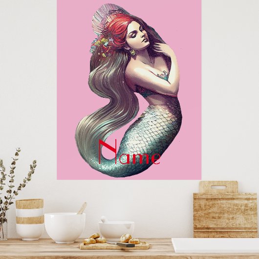 Redhead Mermaid Beauty Thunder_Cove Poster (Keuken)