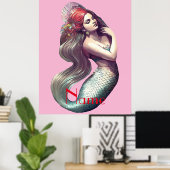 Redhead Mermaid Beauty Thunder_Cove Poster (Thuiskantoor)