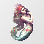 Redhead Mermaid Beauty Thunder_Cove Raamsticker (Vel)