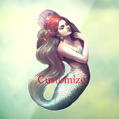 Redhead Mermaid Beauty Thunder_Cove Raamsticker (Vel 3)