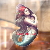 Redhead Mermaid Beauty Thunder_Cove Raamsticker (Vel 2)