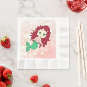 Redhead Mermaid Coral Birthday Paper Napkins Servet (Insitu)