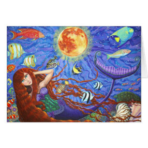 Redhead Mermaid in Corset met maan en vis