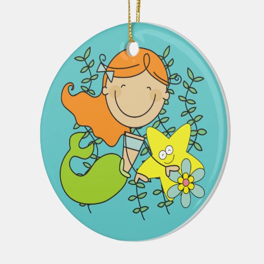 Redhead Mermaid Keramisch Ornament (Links)