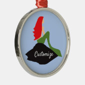 Redhead Mermaid Sitting Thunder_Cove Metalen Ornament (Rechts)