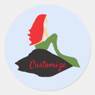 Redhead Mermaid Sitting Thunder_Cove Ronde Sticker
