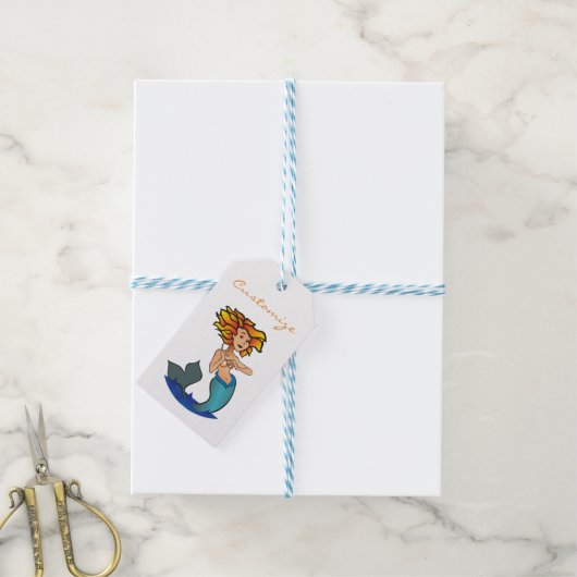 Redhead Mermaid Thunder_Cove Cadeaulabel (Met Touw)