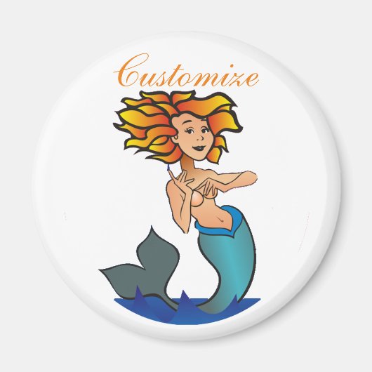 Redhead Mermaid Thunder_Cove Magneet (Voorkant)