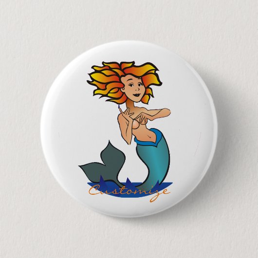 Redhead Mermaid Thunder_Cove Ronde Button 5,7 Cm (Voorkant)