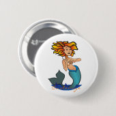 Redhead Mermaid Thunder_Cove Ronde Button 5,7 Cm (Voorkant /achterkant)