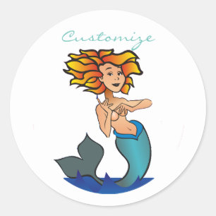 Redhead Mermaid Thunder_Cove Ronde Sticker