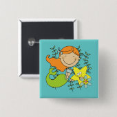 Redhead Mermaid Vierkante Button 5,1 Cm (Voorkant /achterkant)