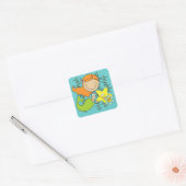 Redhead Mermaid Vierkante Sticker (Envelop)