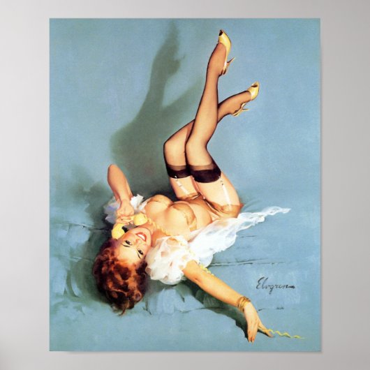 Redhead on Telephone Pin Up Poster (Voorkant)