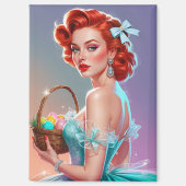 Redhead Pin-Up Easter Egg Basket Magneet (Voorkant)