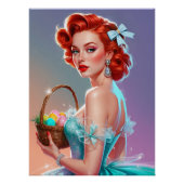 Redhead Pin-Up Easter Egg Basket Perfect Poster (Voorkant)