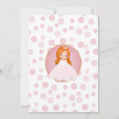 Redhead Pink Princess Girls Birthday Invitation Kaart (Achterkant)