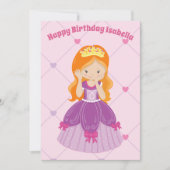  Redhead Princess Girl Custom Birthday Kaart (Voorkant)