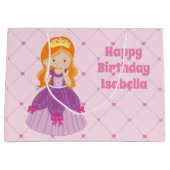 Redhead Princess Pink Custom Girls Birthday Groot Cadeauzakje (Voorkant)