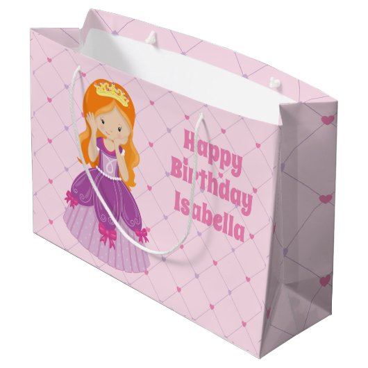  Redhead Princess Pink Custom Girls Birthday Groot Cadeauzakje (Achterkant Gekanteld)