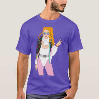 redhead ski girl  skipak zonnebril skiër t-shirt