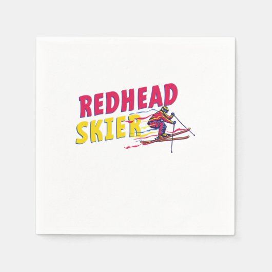 Redhead Skier Ski Red Hair Ginger Redhead Gift Servet (Voorkant)