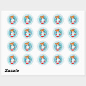 Redhead Spa Girl Bubbles Turquoise Red White Ronde Sticker (Vel)