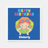 Redhead Swim Girl Custom Pool Party Happy Birthday Servet (Voorkant)