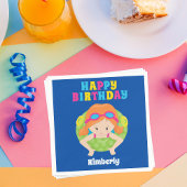 Redhead Swim Girl Custom Pool Party Happy Birthday Servet