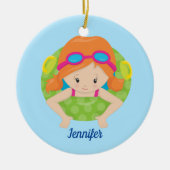 Redhead Swim Girl Cute Custom Keramisch Ornament (Voorkant)