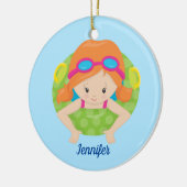 Redhead Swim Girl Cute Custom Keramisch Ornament (Links)