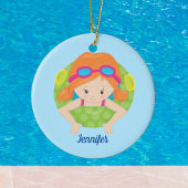 Redhead Swim Girl Cute Custom Keramisch Ornament