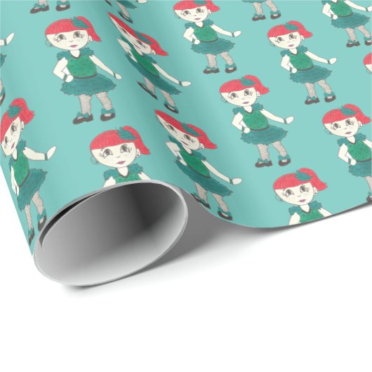 Redhead Tap Dancing Girl Dance TapdanStudio Cadeaupapier (Rol Hoek)