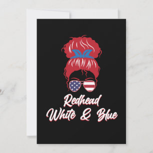Redhead USA Flag Cute Red Hair Girls Vrouwen Grafi Bedankkaart