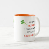 Redhead verliest geest Ginger Snaps Shamrock Grapp Tweekleurige Koffiemok (Voorkant rechts)