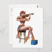 Redhead Violin Player Gypsy Hipster van Al Rio Briefkaart (Voorkant / Achterkant)