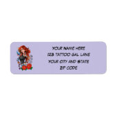 Redhead Vrouw Tattoos Adres Etiket (Voorkant)