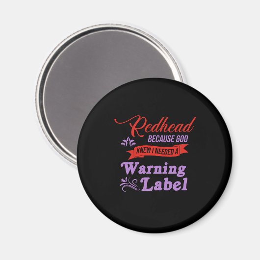 Redhead Warning Label Ginger Red Hair Gift Magneet (Voorkant / Achterkant)