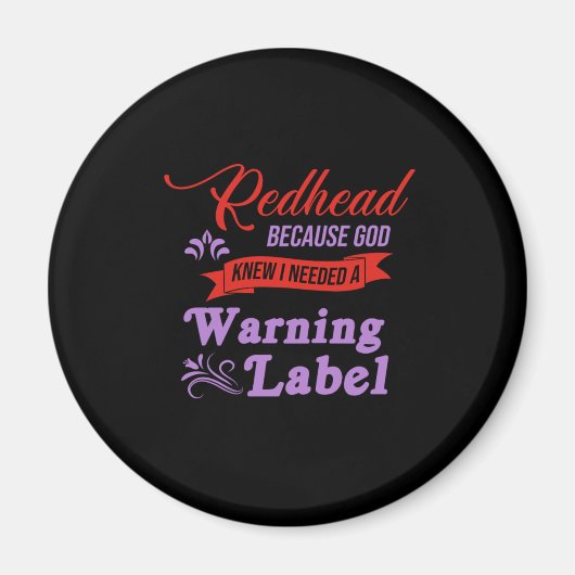 Redhead Warning Label Ginger Red Hair Gift Magneet (Voorkant)