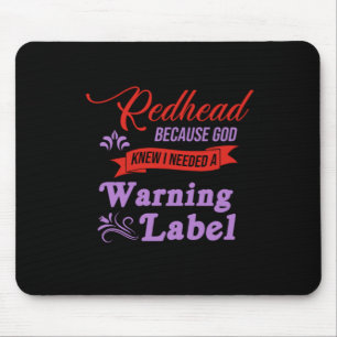Redhead Warning Label Ginger Red Hair Gift Muismat