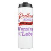 Redhead Warning Label Ginger Red Hair Gift Thermosbeker (Voorkant)