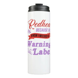 Redhead Warning Label Ginger Red Hair Gift Thermosbeker