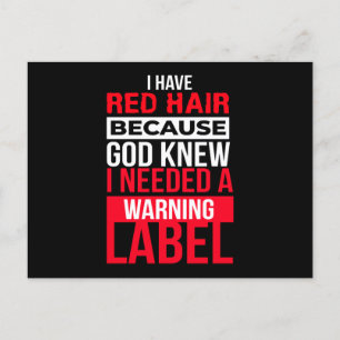 Redhead Warning Label Mc1r Red Hair Briefkaart