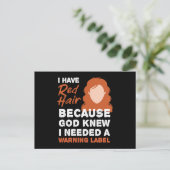 Redhead Warning Label Mc1r Red Hair Briefkaart (Staand voorkant)