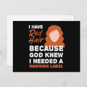 Redhead Warning Label Mc1r Red Hair Briefkaart (Voorkant / Achterkant)