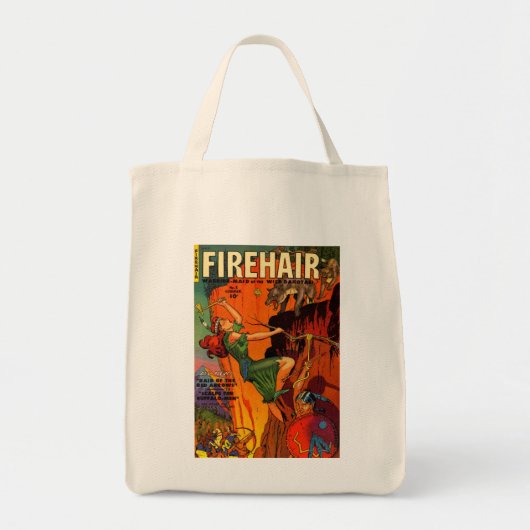 Redhead Warrior Maid Fighting Wolves Tote Bag (Voorkant)