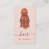 Redhead Wavy Hair Haarstylist Logo en sociale medi Visitekaartje (Voorkant)