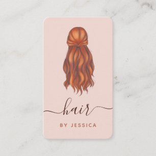 Redhead Wavy Hair Haarstylist Logo en sociale medi Visitekaartje