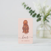 Redhead Wavy Hair Haarstylist Logo en sociale medi Visitekaartje (Staand voorkant)